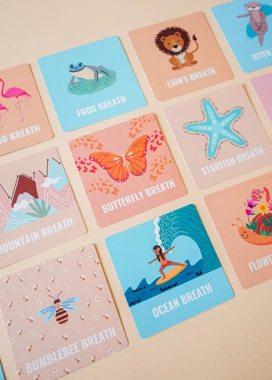 IMYOGI Calming Breathing Cards - Yoga Kaarten Voor Kinderen - Kinderyoga Kaarten - Kindercadeautje Voor Kinderen - Kindercadeautje - Yoga Accessoires - Yoga Boek - Kaartspel - Kids Yoga Cards